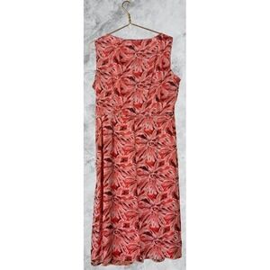 Allen Kay Womens Pink Orange Floral Sleeveless Midi Dress Size 14 Lined Chiffon